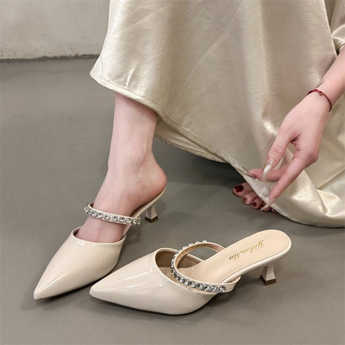 Damen Slingback-Pumps mit zierlichem Strassketten-Detail EB