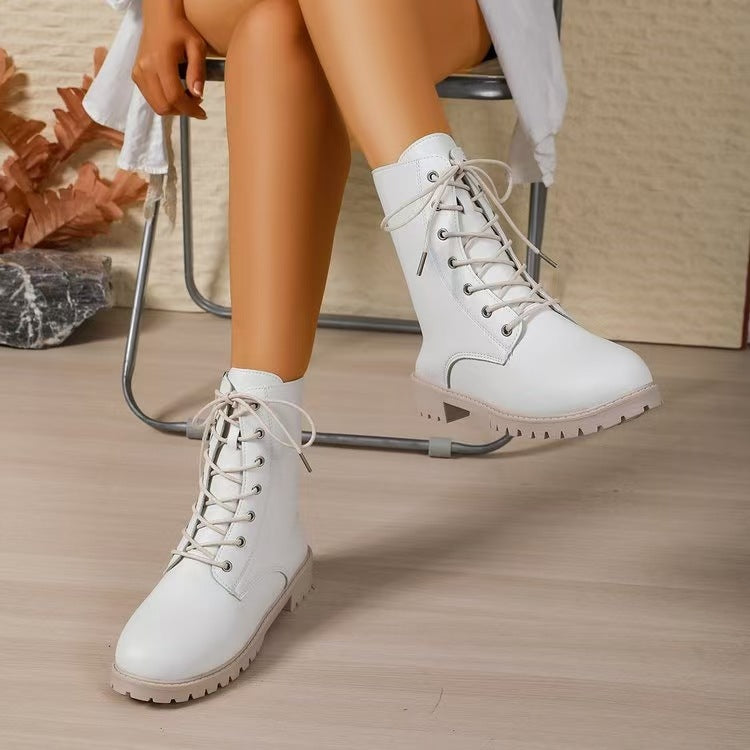 Damen  Schnürstiefel mit seitlichem Reißverschluss und profilierter Gummilaufsohle EB