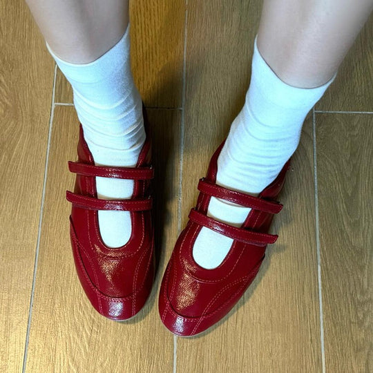 Damen Modische Sneakers mit Doppelriemenverschluss EB