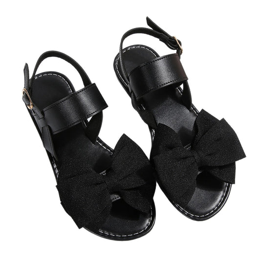 Damen elegante Sandalen mit großem Schleifen-Design und verstellbarem Riemen EB