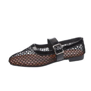 Damen modische Riemchen-Ballerinas mit Netzstruktur EB