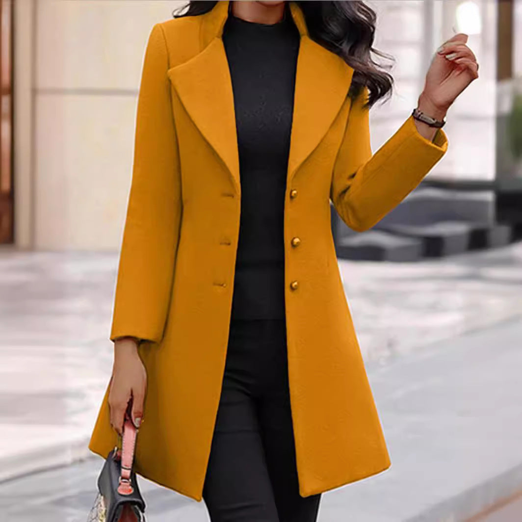 Damen modischer Mantel mit eleganter Knopfleiste und schickem Revers EB