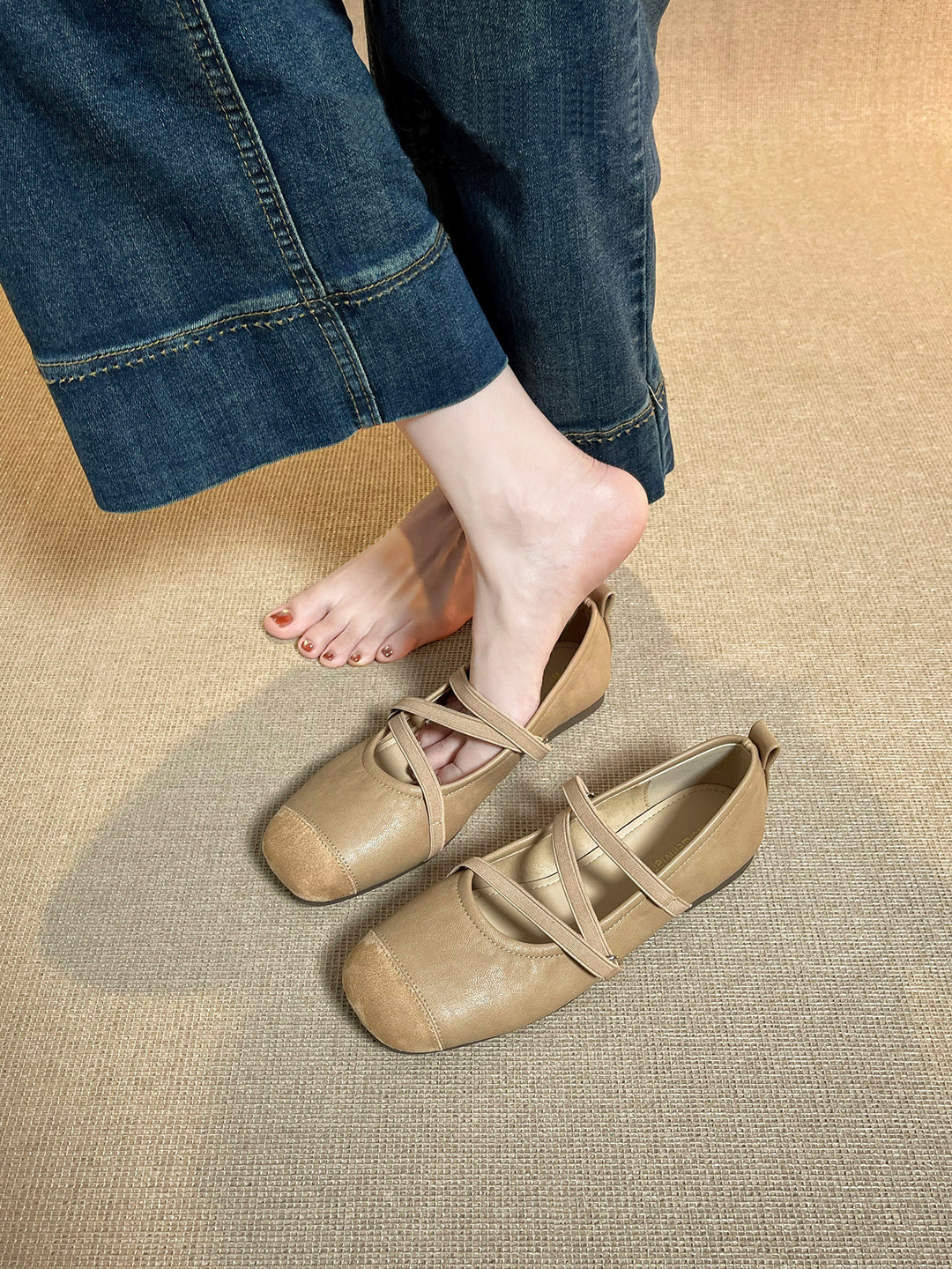 Damen modische Riemchen-Ballerinas aus hochwertigem Material mit komfortabler Passform EB