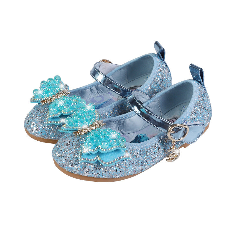 Mädchen Glitzernde Ballerinas mit Schleifenapplikationen EB
