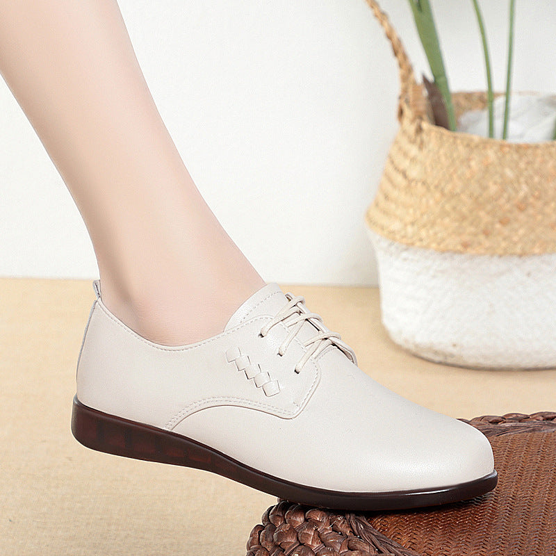 Damen Schnürschuhe mit elegantem Lederober material und bequemer Sohle EB