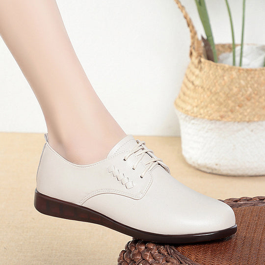 Damen Schnürschuhe mit elegantem Lederober material und bequemer Sohle EB