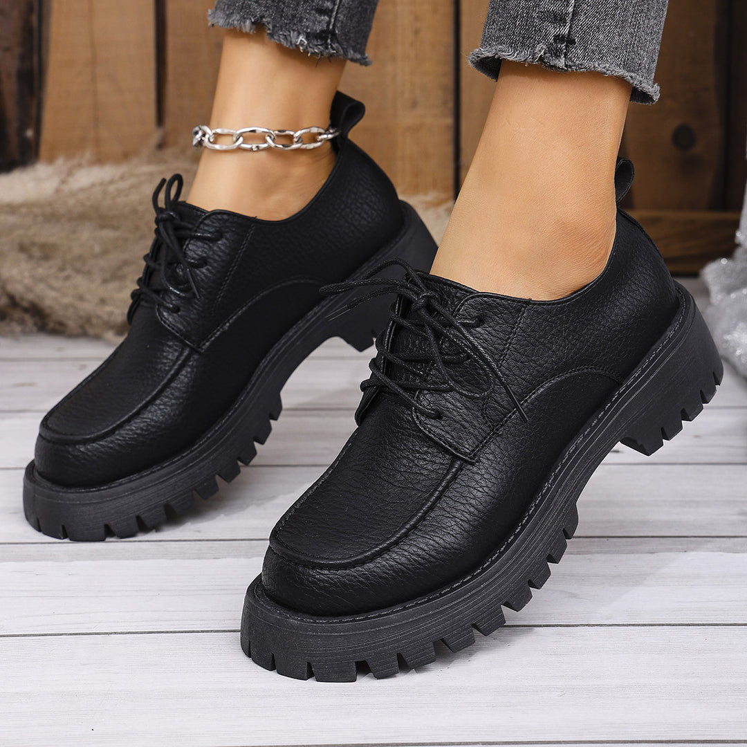 Damen Retro-Look Schnürschuhe mit rutschfester Profilsohle EB