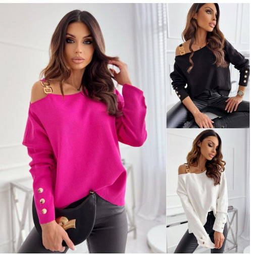 Damen Trendy Oversize Pullover mit Schulterdetails EB