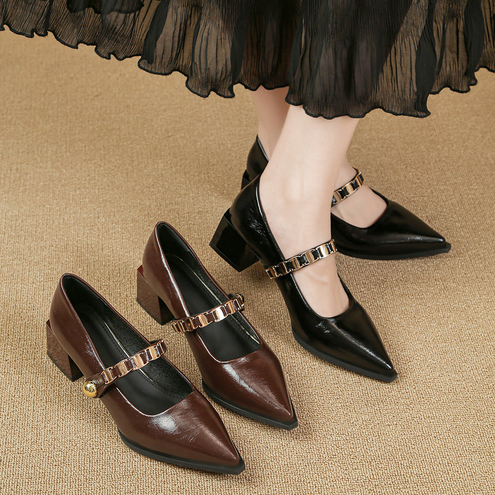 Damen spitze Slingback-Pumps mit dekorativem Riemchen und komfortablem Blockabsatz EB