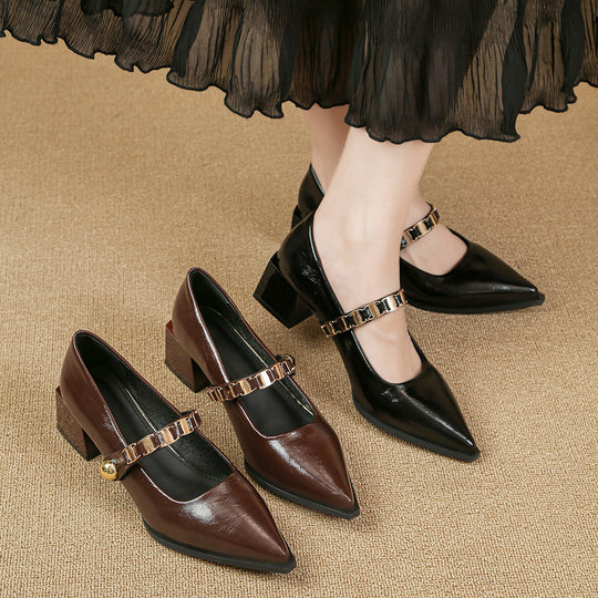 Damen spitze Slingback-Pumps mit dekorativem Riemchen und komfortablem Blockabsatz EB
