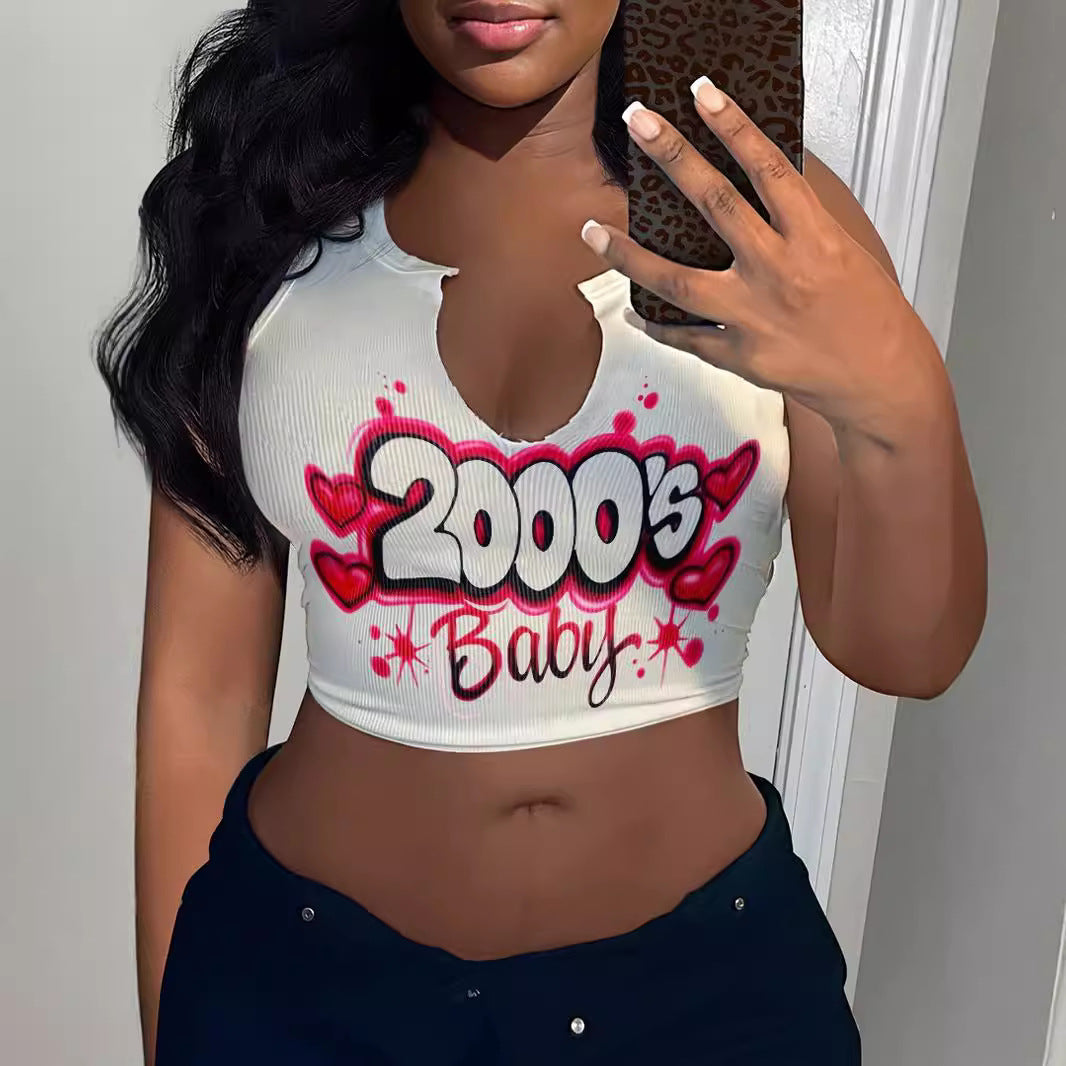 Damen Crop-Top mit auffälligem Schriftzug und lockerer Passform EB