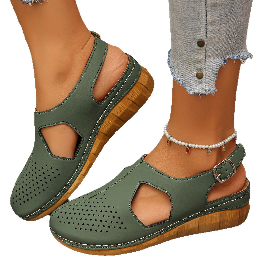 Damen Halbschuhe mit perforiertem Obermaterial und komfortablem Absatz EB