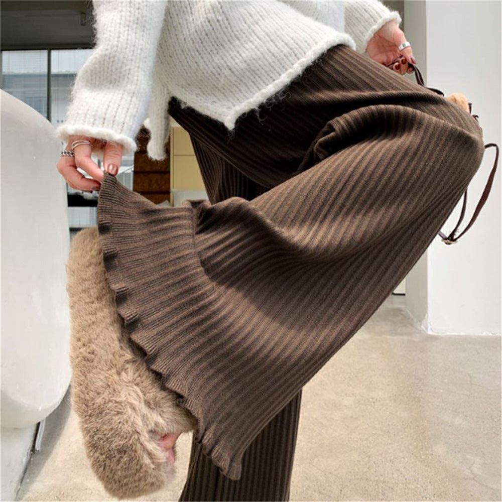 Damen Fließende Strickhose mit weichem Material und elegantem Saum EB