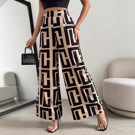 Damen Modische Palazzo-Hose mit grafischem Muster EB