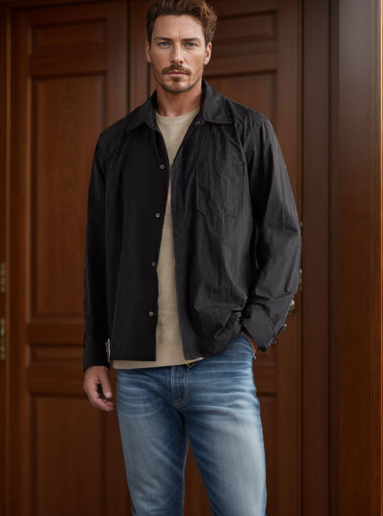 Herren leichte Freizeitjacke mit praktischem Druckknopfverschluss und modernem Schnitt EB