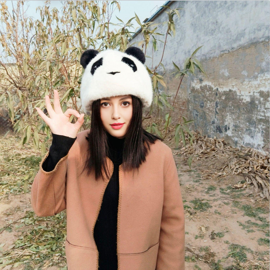 Damen Kuschelige Panda-Mütze EB