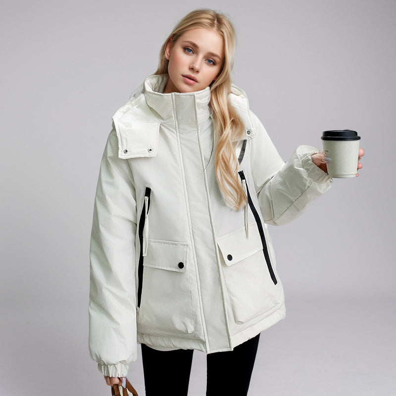Damen sportliche Übergangsjacke mit vielfältigen Taschen und verstellbarem Kragen EB