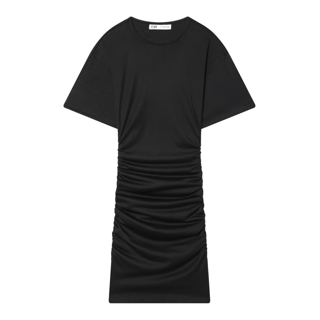 Damen Midikleid mit eleganter Raffung und weitem Kurzarm EB