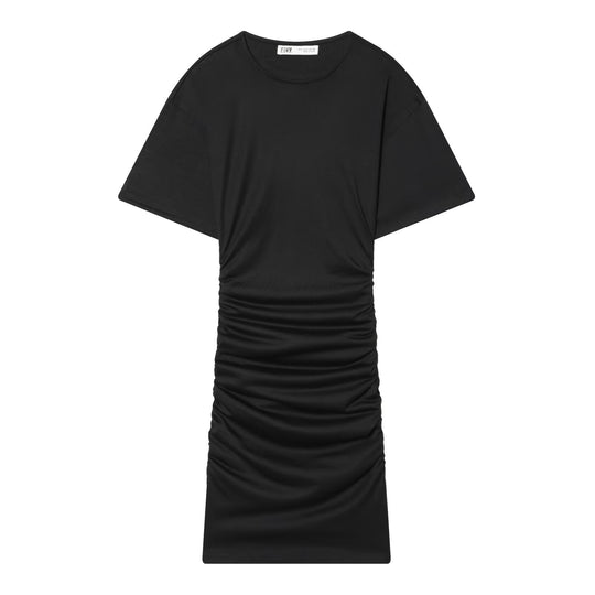 Damen Midikleid mit eleganter Raffung und weitem Kurzarm EB