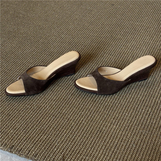 Damen elegante Keil-Mules mit geschwungener Sohle EB