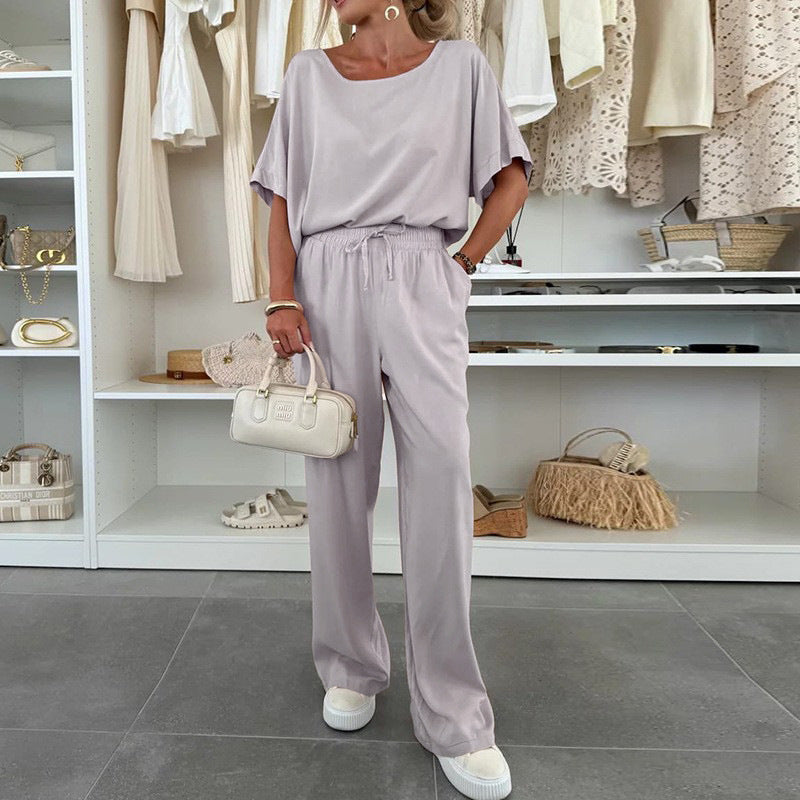 Damen Lässiger Jumpsuit mit weitem Bein und Taillenzug EB