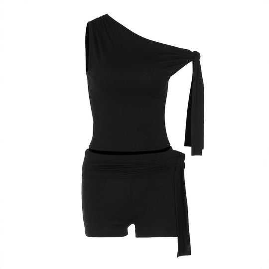 Damen Modisches Oberteil mit asymmetrischem Schnitt und Chiffon-Material EB