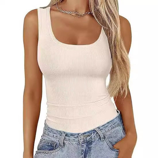 Damen figurbetontes Ripptop mit breiten Trägern und angenehmem Abschluss EB