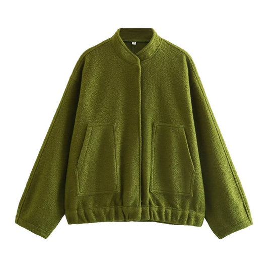 Damen lässige Oversized-Jacke aus hochwertigem Stoff EB