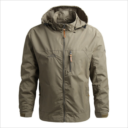 Herren Atmungsaktive Softshell Outdoorjacke mit verstellbarer Kapuze und Reißverschlusstaschen EB