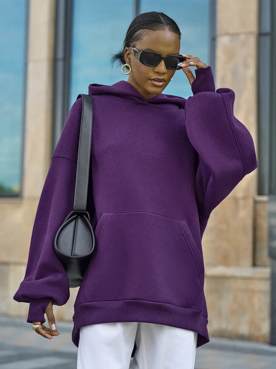 Damen Oversized Kapuzenpullover mit extra weitem Schnitt und Kängurutasche EB