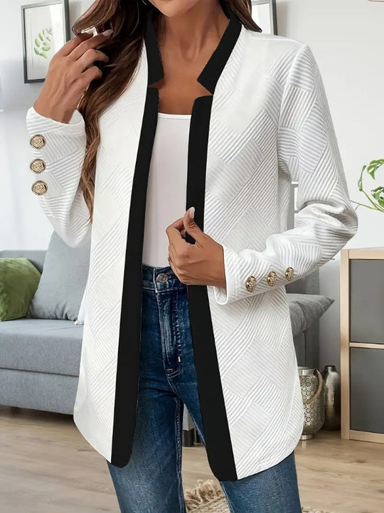 Damen Elegante und schicke Blazerjacke mit Kontrastdetails EB
