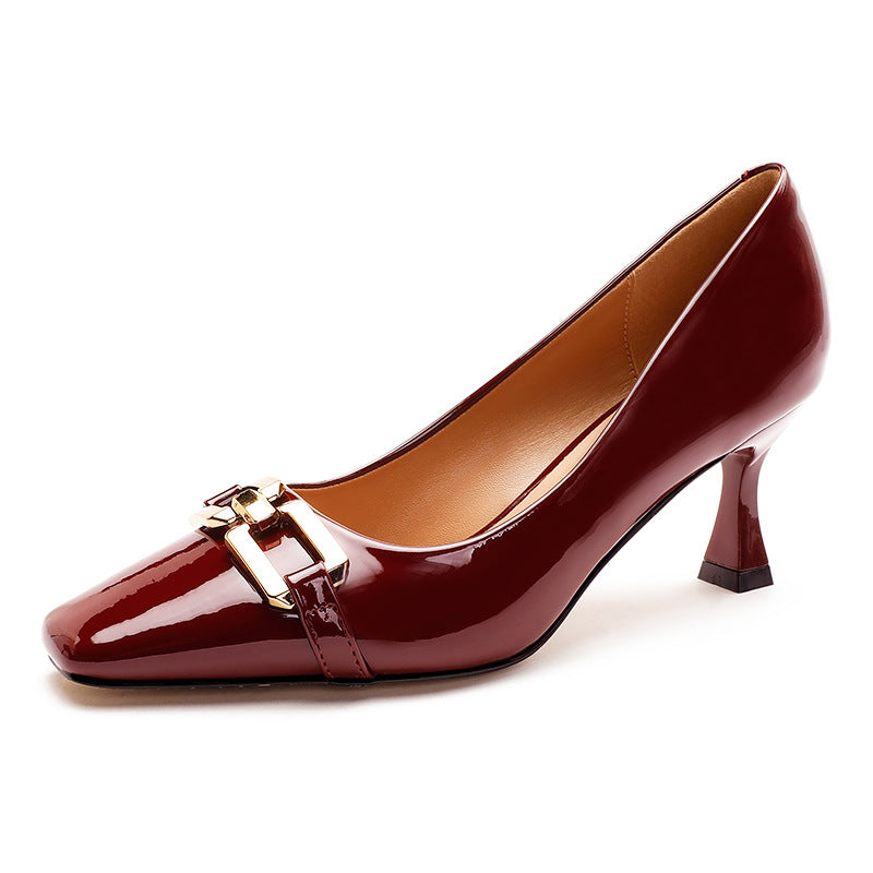 Damen Pumps mit geschmackvollem quadratischem Zehenbereich und eleganter Schnallenapplikation EB