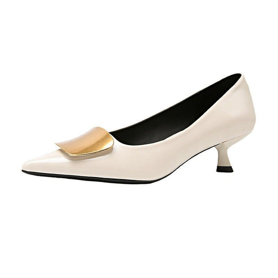 Damen elegante spitze Pumps mit luxuriösem Metallakzent EB