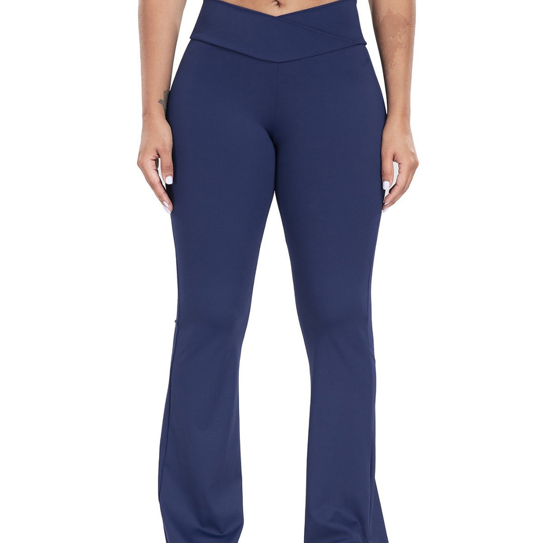 Damen Sportliche Flared Leggings mit hohem Bund und innovativen Nähten EB