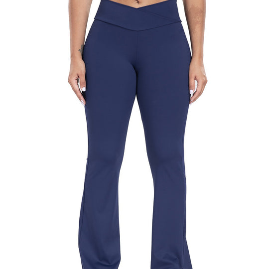 Damen Sportliche Flared Leggings mit hohem Bund und innovativen Nähten EB
