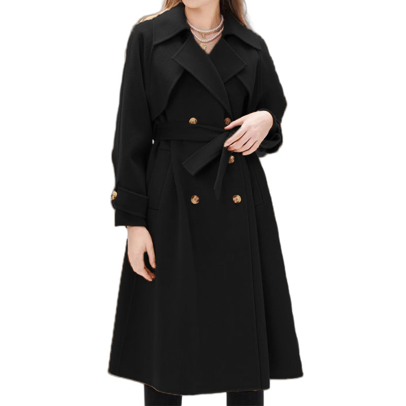 Damen eleganter Trenchmantel mit doppelter Knopfleiste und tailliertem Schnitt EB