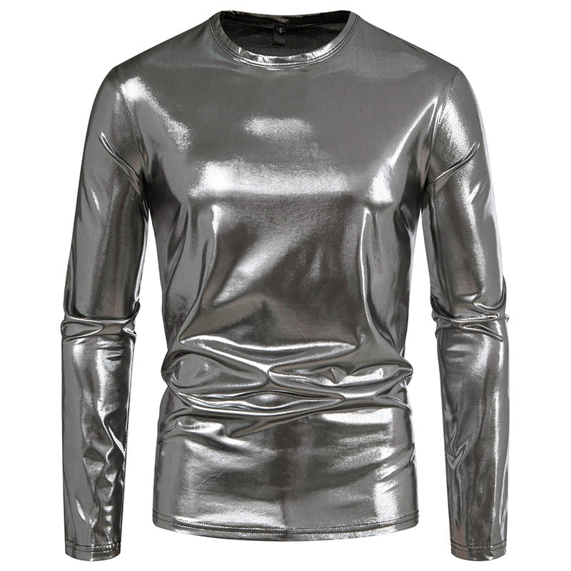 Herren Langarmshirt aus glattem, reflektierendem Material EB