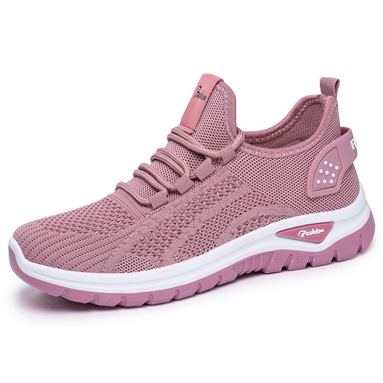 Damen nan sockenähnlicher Strick-Fit Sneaker mit elastischer Schnürung, gelochter Fersenverstärkung und dämpfender Plateau-Sohle EB