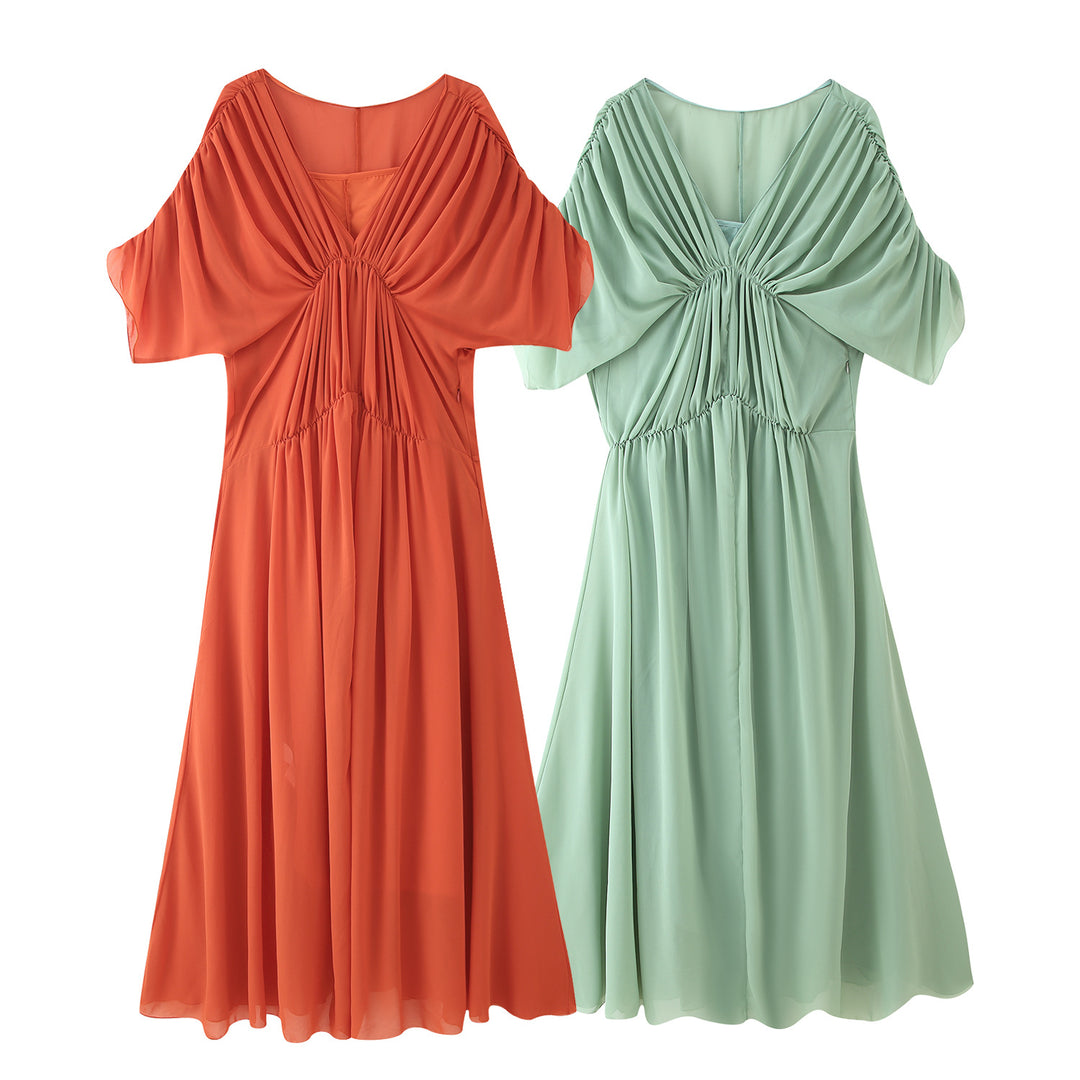 Damen Maxikleid mit fließender Silhouette und eleganter Raffung EB