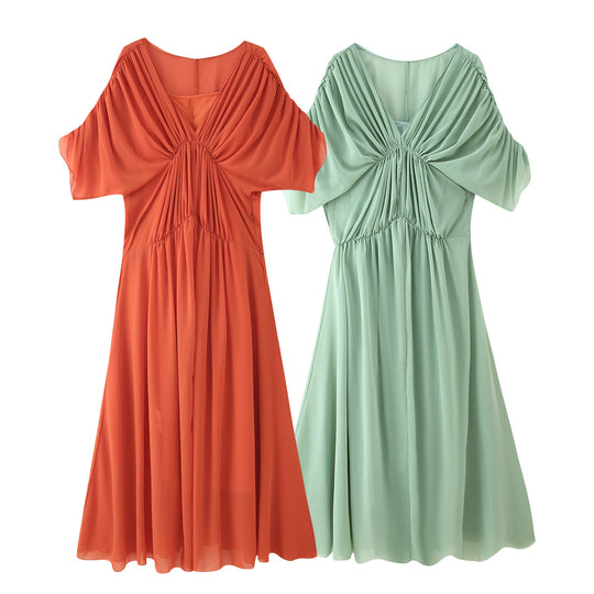 Damen Maxikleid mit fließender Silhouette und eleganter Raffung EB