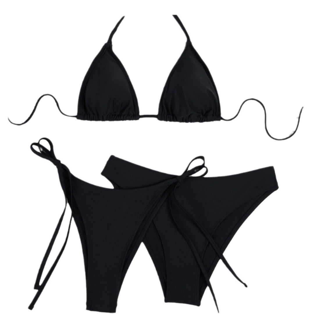 Damen Triangel-Bikini mit anpassbaren Bändern und hohen Beinausschnitten EB