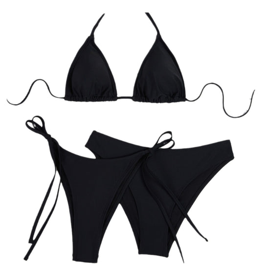 Damen Triangel-Bikini mit anpassbaren Bändern und hohen Beinausschnitten EB
