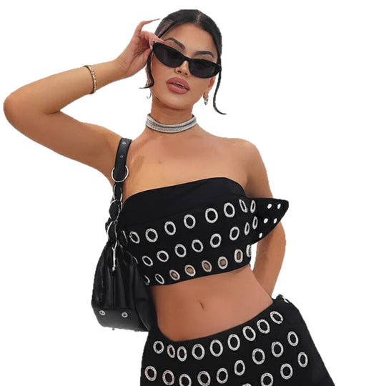 Damen Modische Shorts mit auffälliger Ösenverzierung EB