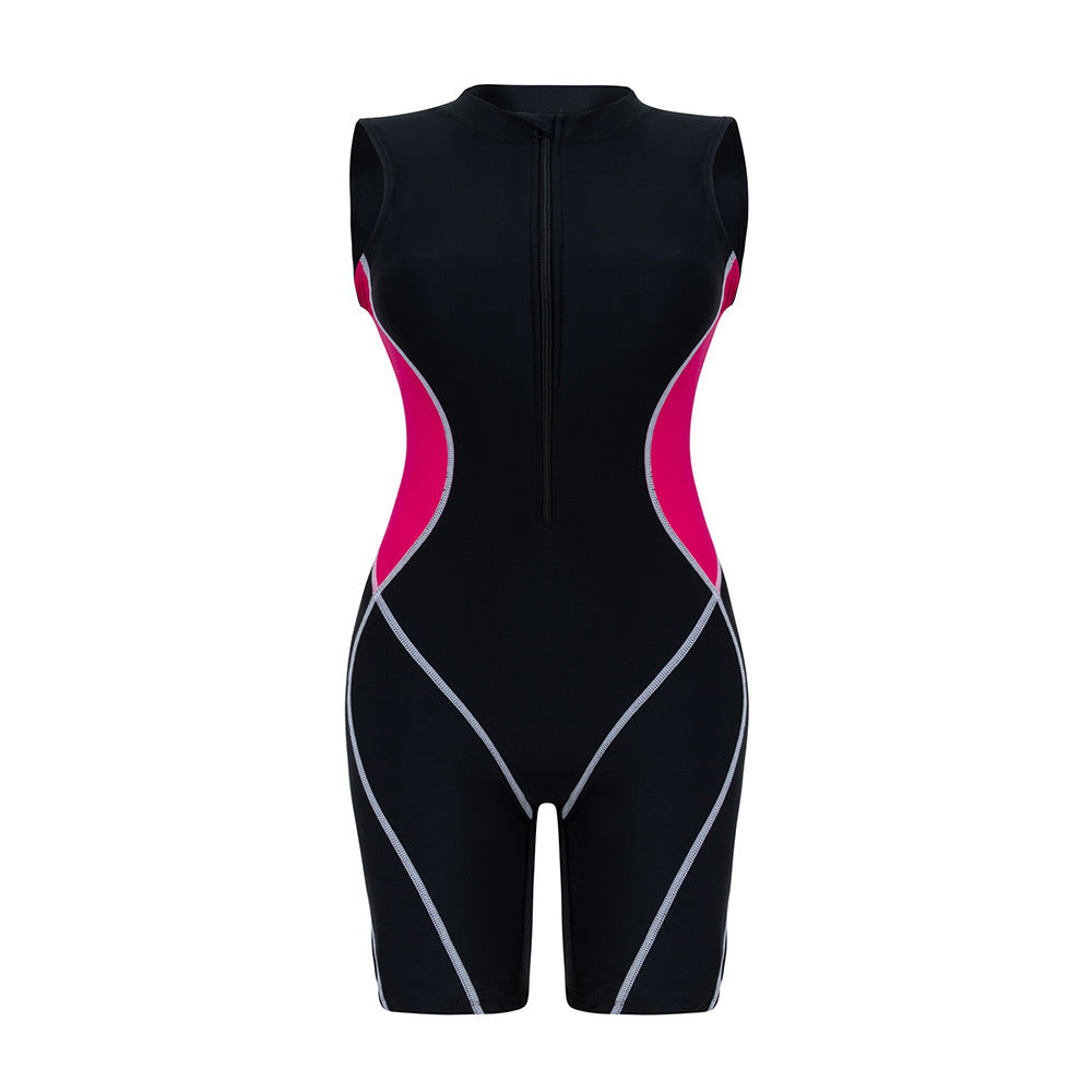 Damen Sportlicher Einteiler Badeanzug mit figurformendem Schnitt EB