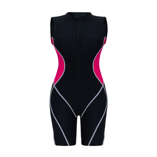 Damen Sportlicher Einteiler Badeanzug mit figurformendem Schnitt EB