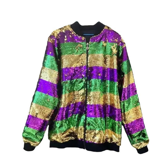 Damen Glitzernde Bomberjacke mit multicolore Pailletten EB
