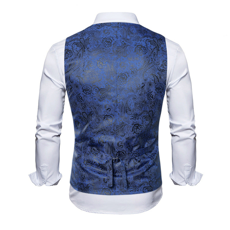 Herren elegante Weste mit floralem Muster und doppelter Knopfreihe EB
