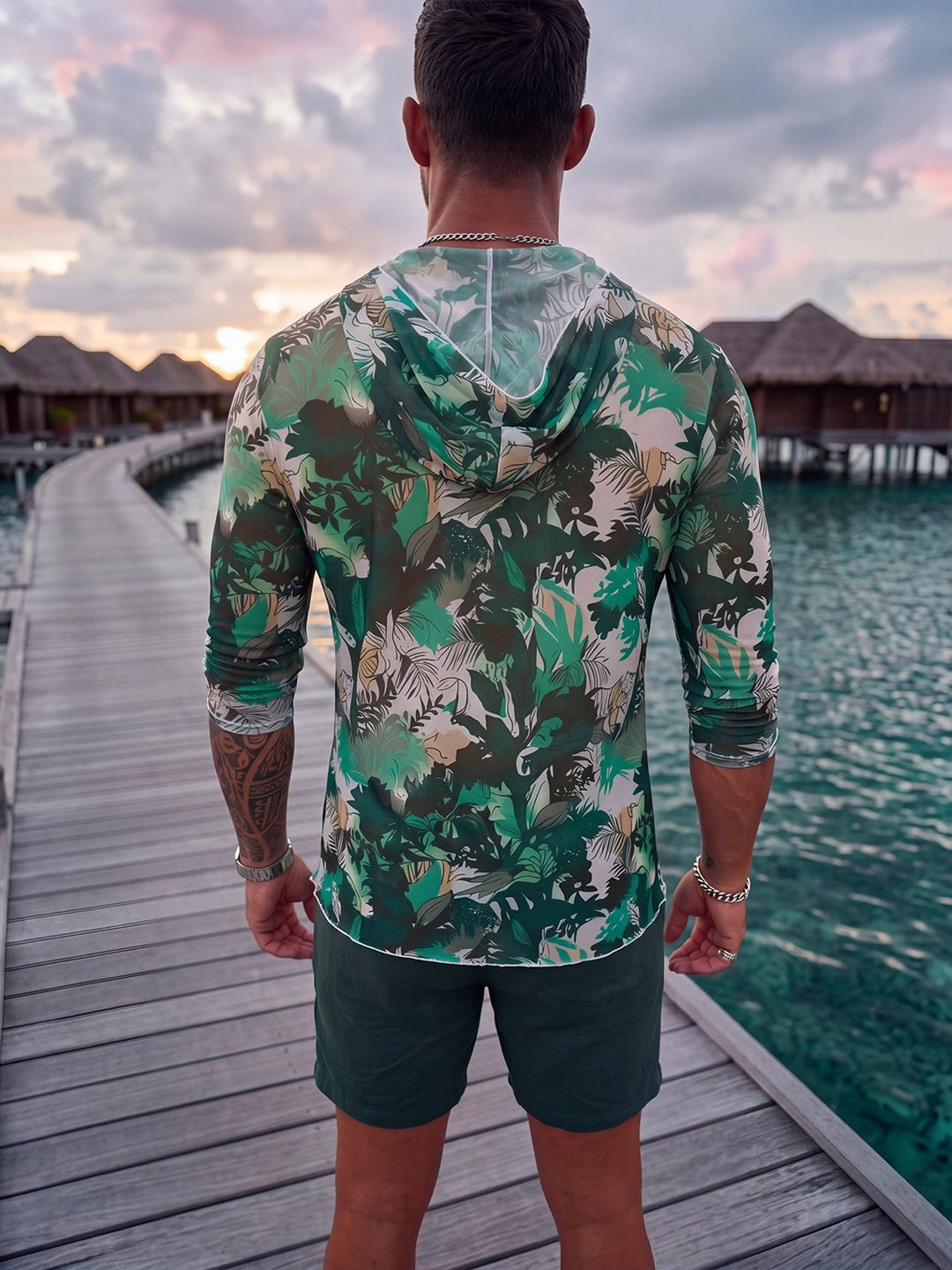 Herren Langarmshirt mit floralem Muster EB