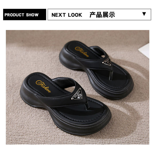 Damen Komfortable Badesandalen mit modischem Absatz und funkelndem Detail EB