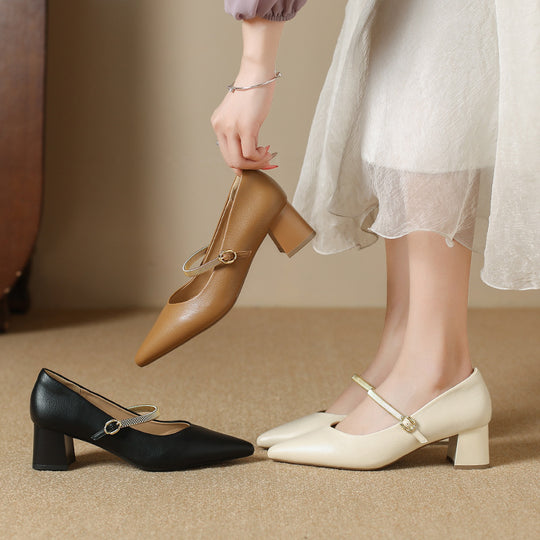 Damen Slingback-Pumps mit elegantem Riemen und komfortablem Blockabsatz EB